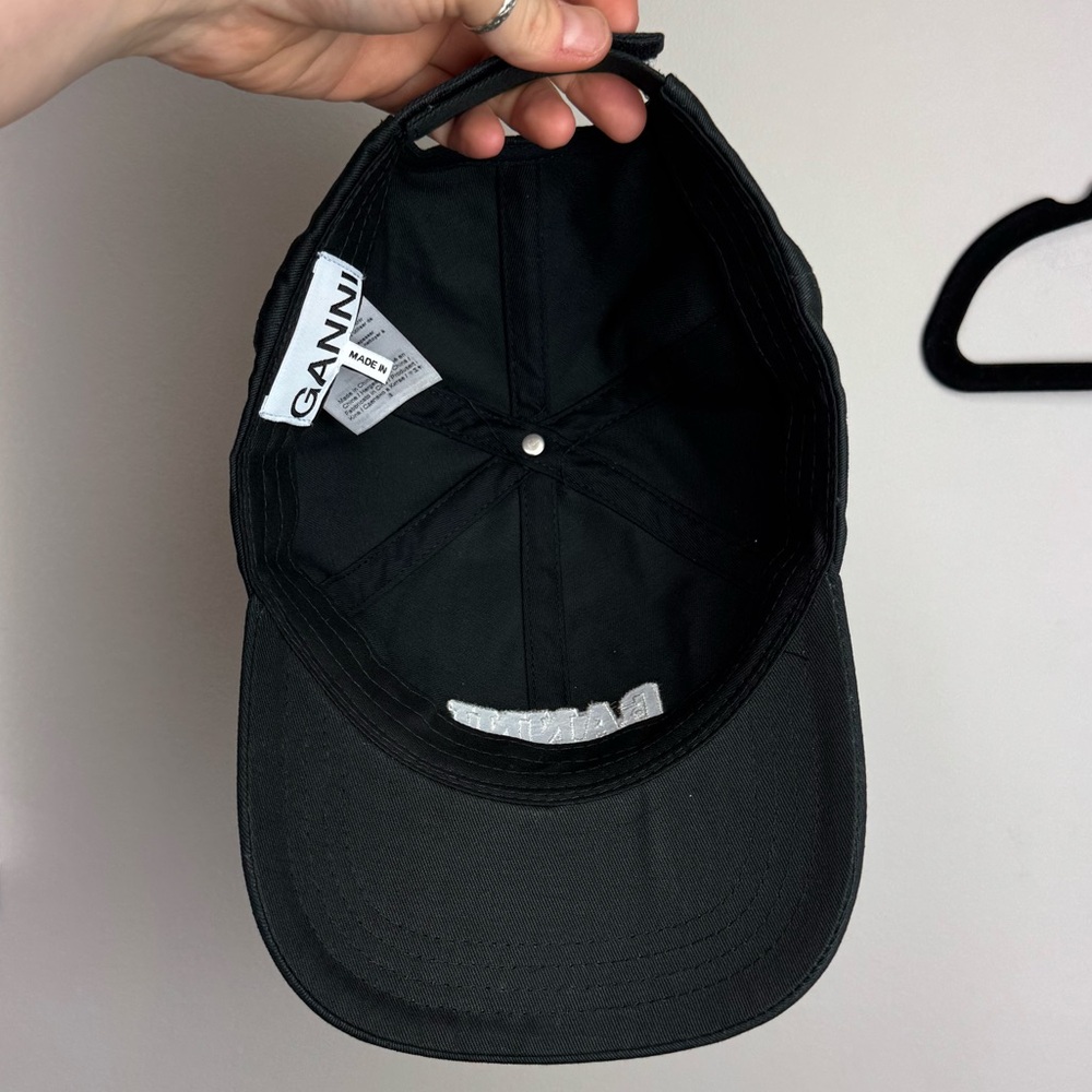 GANNI Embroidered Cotton Baseball Cap Black - Picture 7 of 11